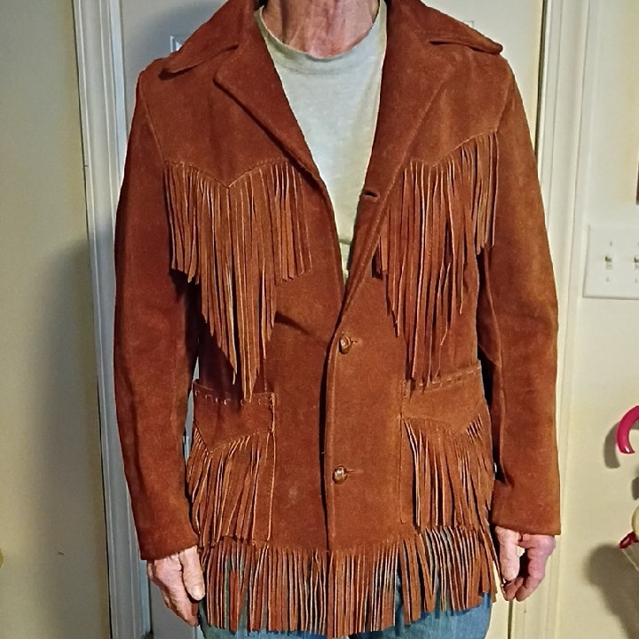 Men's Fringe Suede Jacket In Brown